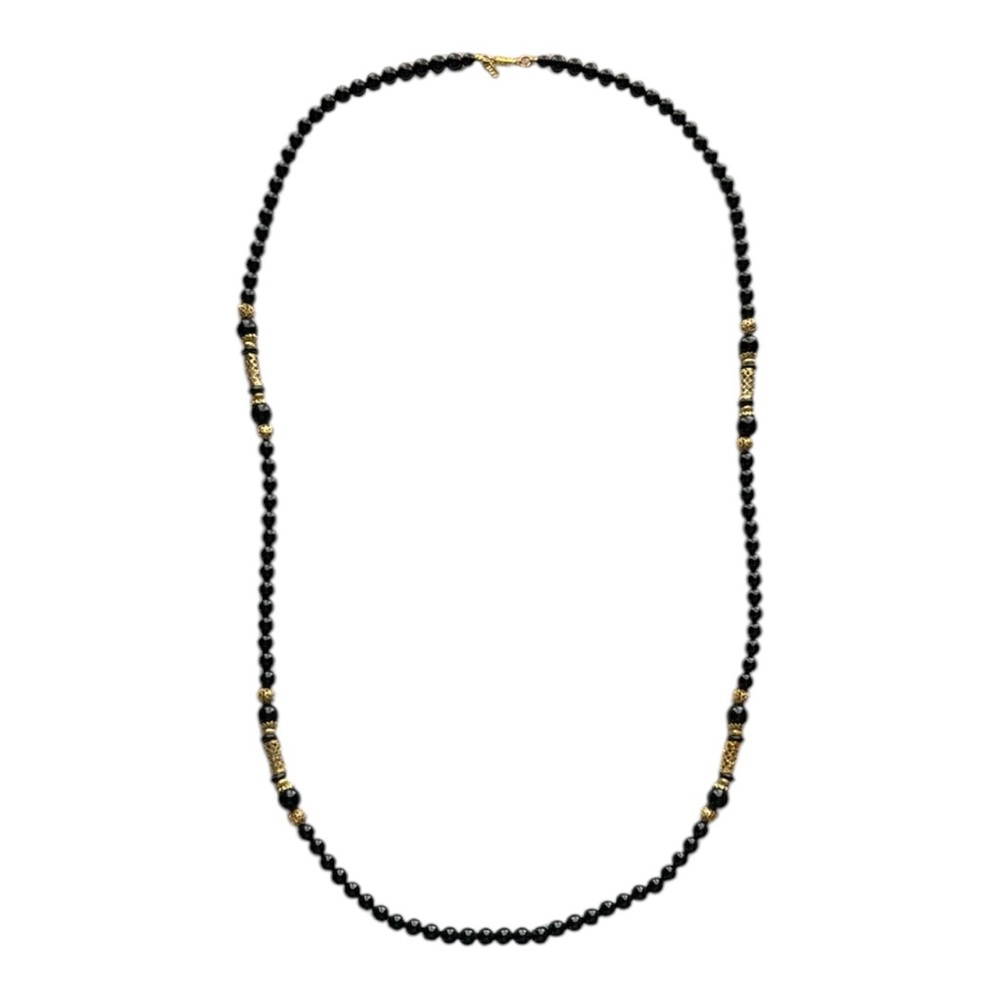 Elegant Black and Gold Beaded Necklace vintage 1928
